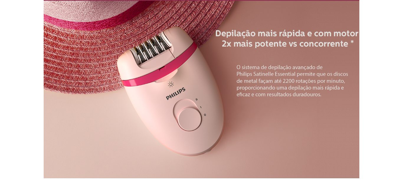  Depilador Elétrico Philips Satinelle Essential com 7 acessórios Rosa - BRE285/00 